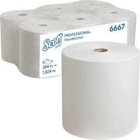 Scott&reg; Rollenpapiert&uuml;cher 6667, rei&szlig;fest, 1-lagig, 6 Rollen &aacute; 304 m, wei&szlig;