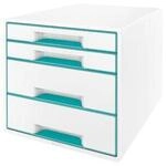 LEITZ&reg; Schubladenbox WOW CUBE 5213, 4 Sch&uuml;be, DIN A4, Polystyrol, eisblau