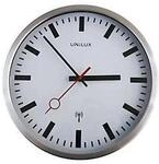 UNILUX Wanduhr Station, funkgesteuerte Bahnhofsuhr, Quarz, &Oslash; 35 cm, metallgrau