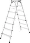 Hailo Alu-Sicherheits-Doppelstufenleiter D60 StandardLine, 2 x 7 Stufen,