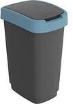 Abfalleimer Rotho TWIST, 25 l, 2 &Ouml;ffnungsm&ouml;glichkeiten, Kunststoff, blau
