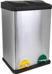 MSV Edelstahl-Abfalleimer, 2 Beh&auml;lter mit je 20L, Tretmechanismus, Tragegriff, f&uuml;r