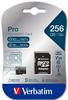 Verbatim PRO U3 - Flash-Speicherkarte (microSDXC-an-SD-Adapter inbegriffen) - 256 GB