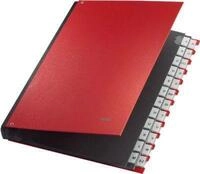 LEITZ&reg; Pultordner, f&uuml;r DIN A4, alphabetisch, 26 F&auml;cher, Graupappe, rot