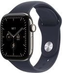 Apple Watch Series 12 GPS + Cellular 42mm Natural Titanium Case with Navy Blue Sport