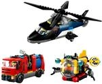 Lego&reg; City 60462 Kombinationsset mit Hubschrauber, L&ouml;schauto und U-Boot