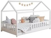 Ticaa Kinderbett Hausbett "Kay " 140x200 Kiefer wei&szlig; 4160038
