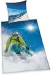 Herding 4459251050 - Young Collection, Ski Fahrer, Bettw&auml;sche-Set, Cotton, blau,