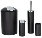 Badezimmer Set Mod. Calvo schwarz matt, 4 tlg., Seifenspender, Zahnputzbecher,
