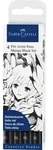 Faber-Castell Tuschestifte Pitt Artist Pens Manga schwarz, 4er Etui, XS, M, SB und SC