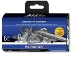 STAEDTLER Schreib- und Zeichbedarf pigment soft brush Fasermaler Grey Colours, 6er