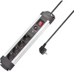 Sygonix SY-4755610 &Uuml;berspannungsschutz-Steckdosenleiste 4fach Silber, Schwarz