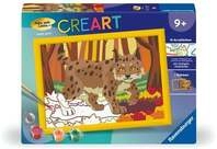 CreArt, Malen nach Zahlen Kinder - Luchs im Herbstwald