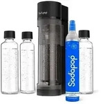 SODAPOP Wassersprudler Logan matt schwarz, 2x 850ml + 1x 600ml Glasflaschen + 1x CO2
