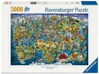 Erwachsenenpuzzle 5000 Teile - Weltkarte mit Sehensw&uuml;rdigkeiten