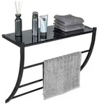 Wandregal Mod. Tarderia Schwarz, Ablage aus Glas