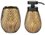 Bad-Accessoire Set Mod. Idro Gold, 2-tlg., Seifenspender und Zahnputzbecher