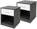 HTI-Living Nachtkonsole Nachtschrank Nina 1 Beton Wei&szlig; 2er-Se