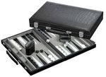 Backgammon grau, medium, Kunstleder