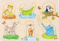 Hintergrundbildpuzzle wilde Tierbabies mit Elternteil