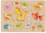Goki 57393 - Steckpuzzle Tierkinder, 10-teilig, Holz, 30x21cm