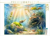 CALVENDO Puzzle Kaulquappe frisst Algen am Teichgrund w&auml;hrend Libellenlarve