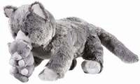 Pl&uuml;sch Misanimo Katzenmama mit Baby grau 30cm