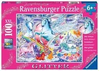 Puzzle Ravensburger Die sch&ouml;nsten Einh&ouml;rner 100 Teile XXL Glitzer