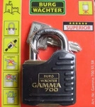Burg W&auml;chter Gamma 700 55 SB Vorh&auml;ngeschloss verschieden schlie&szlig;end Messing,