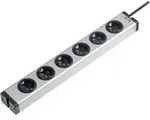 Ehmann 0600x00062031 Steckdosenleiste 6fach Aluminium Schutzkontakt 1St.