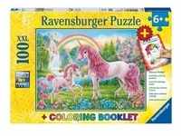 Puzzle Ravensburger Magische Einhörner 100 Teile XXL Colouring Booklet, Spielwaren