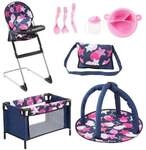 Bayer Design 61769AB - Puppen Set 9 in 1 mit Reisebett, Tasche, Spielbogen,