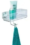 Vacuum-Loc&reg; Wandablage mit Haken Mod. Quadro Edelstahl, Befestigen ohne bohren