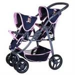 Knorrtoys 16435 - Zwillingspuppenwagen Milo Navy Pink, Sitze verstellbar, klappbar,