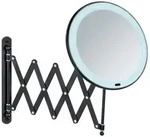 LED Teleskop-Wandspiegel Mod. Barona Schwarz, mit Touch-Funktion
