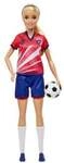Barbie Fu&szlig;ballspielerin blond im roten Trikot