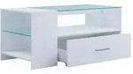 Holz Sofatisch Couchtisch Schublade Glas Tindala