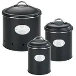 Aufbewahrungsdose Mod. Nero Set, 3-teilig, Vorratsdosen aus lackiertem Metall,