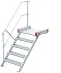 Euroline 511 Podesttreppe 45&deg; 1000mm Stufenbreite 5 Stufen Alu gerieft