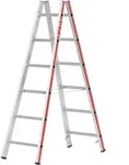 Hymer Sprossenstehleiter mit verschraubten Alumininium Scharnieren 2x6 Sprossen