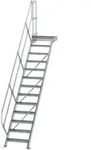 MUNK Treppe mit Plattform 45&deg; inkl. einen Handlauf, 600mm Stufenbreite, 13 Stufen