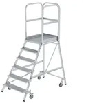 MUNK Podestleiter fahrbar Aluminium geriffelt 6 Stufen