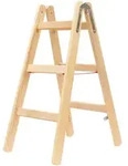 Hymer Holz Sprossenstehleiter mit Eimerhaken 2x3 Sprossen