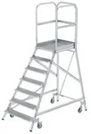 MUNK Podestleiter fahrbar Aluminium geriffelt 7 Stufen