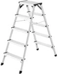 Hailo D60 StandardLine Doppelstufenleiter mit rutschsicheren geriffelten 2x5 Stufen