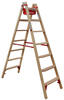 Euroline Holz Stufenstehleiter mit Comfort-Stufen mit Werkzeugablage 2x7 Stufen