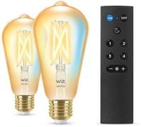 Wiz Wi-Fi BLE 50W ST64 Amb TW 2PK+Remote Filament-Lampe, 7W, 640lm, 2000-5000K,