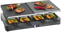 Clatronic RG 3518 2-in-1 Raclette-Grill, 1200-1400 W, 8 Pf&auml;nnchen, schwarz (261706)