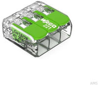 Wago Verbindungsklemme mit Hebeln Green Range, max. 4 mm&sup2;, 3 Leiter, transparent