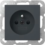 Gira 448528 Steckdose mit Erdungsstift 16 A 250 V~ und Shutter System 55, Anthrazit